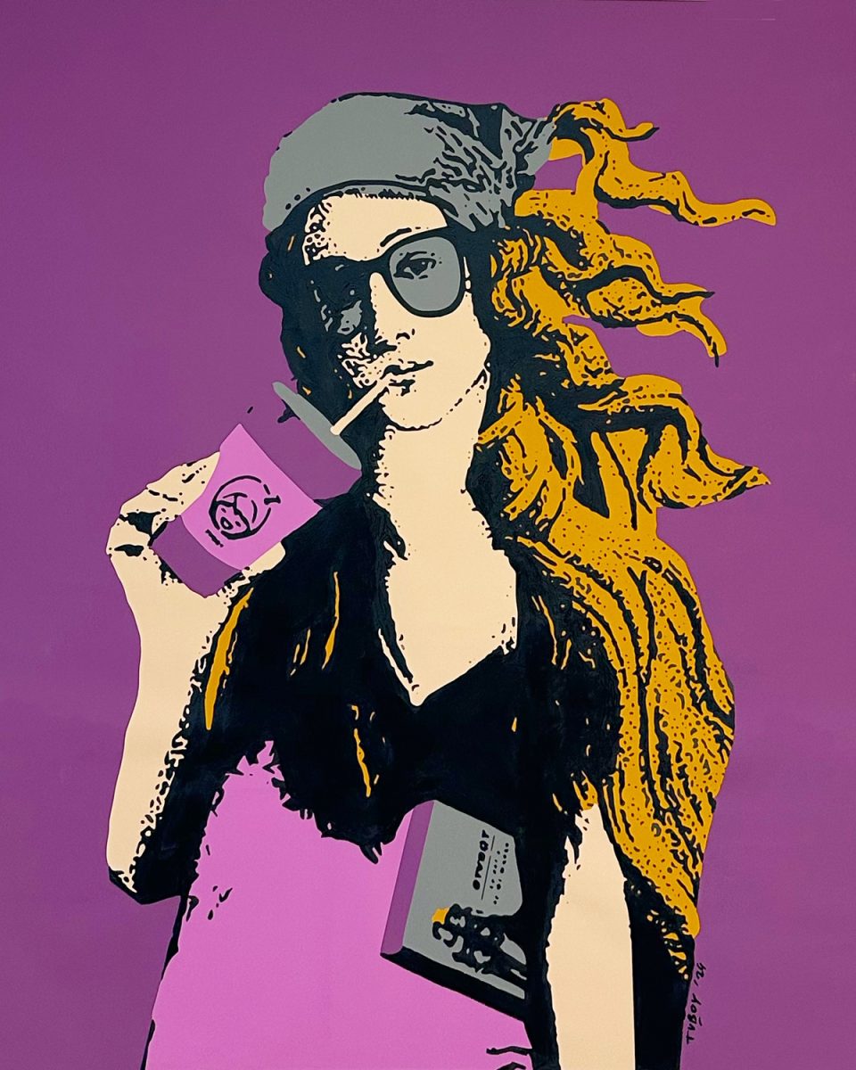 TVBOY-The Fashion Venus-Light Purple-Mixed Media on Canvas-Unique Work-80x100 cm-2024