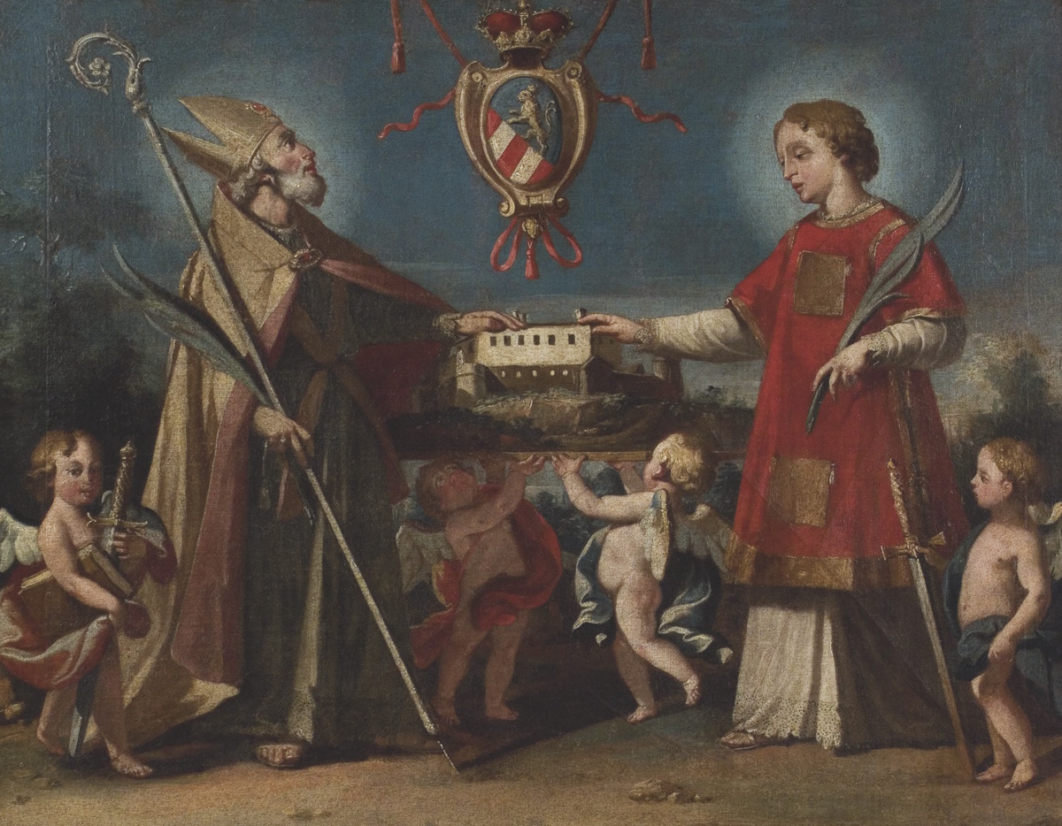 ANTONIO PAROLI (Venezia, 1688 ca. – Gorizia, 1768), Santi Ilario e Taziano patroni di Gorizia, 1752. Olio su tela