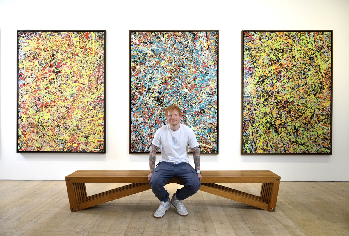 Ed Sheeran at the exhibition of his ‘Cosmic Carpark Paintings’ at HENI Gallery in London. Photo_ Doug Peters, PA