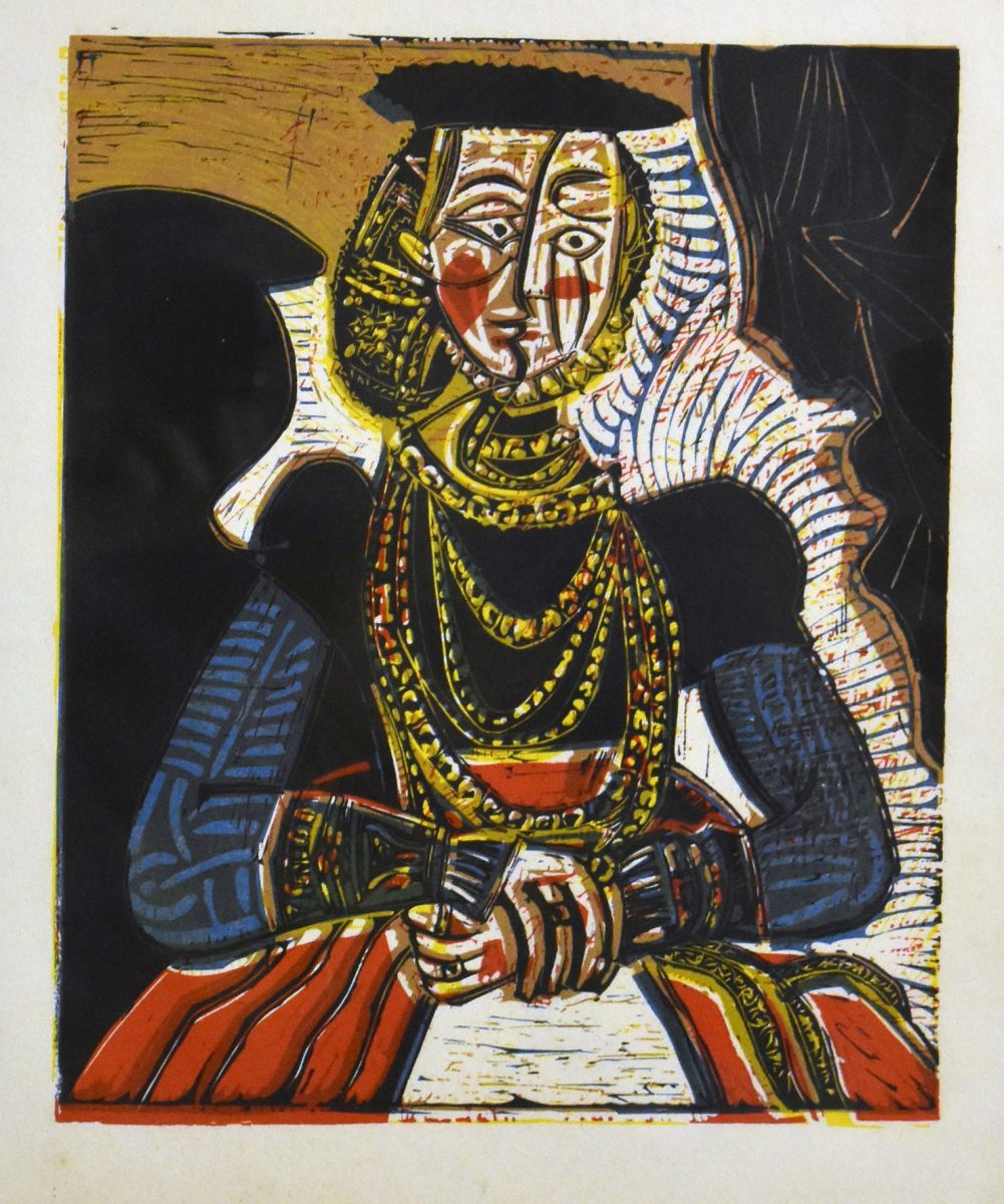 Pablo Picasso, Retrato de una dama – Según Lucas Cranach el Joven, Linoleografia