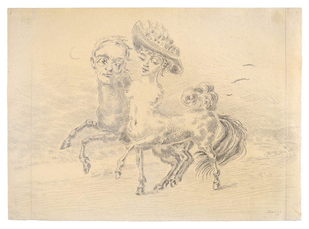 Alberto Savinio Promenade, 1947 matita grafite su carta, 25 x 35 cm Courtesy Collezione Ramo, Milano