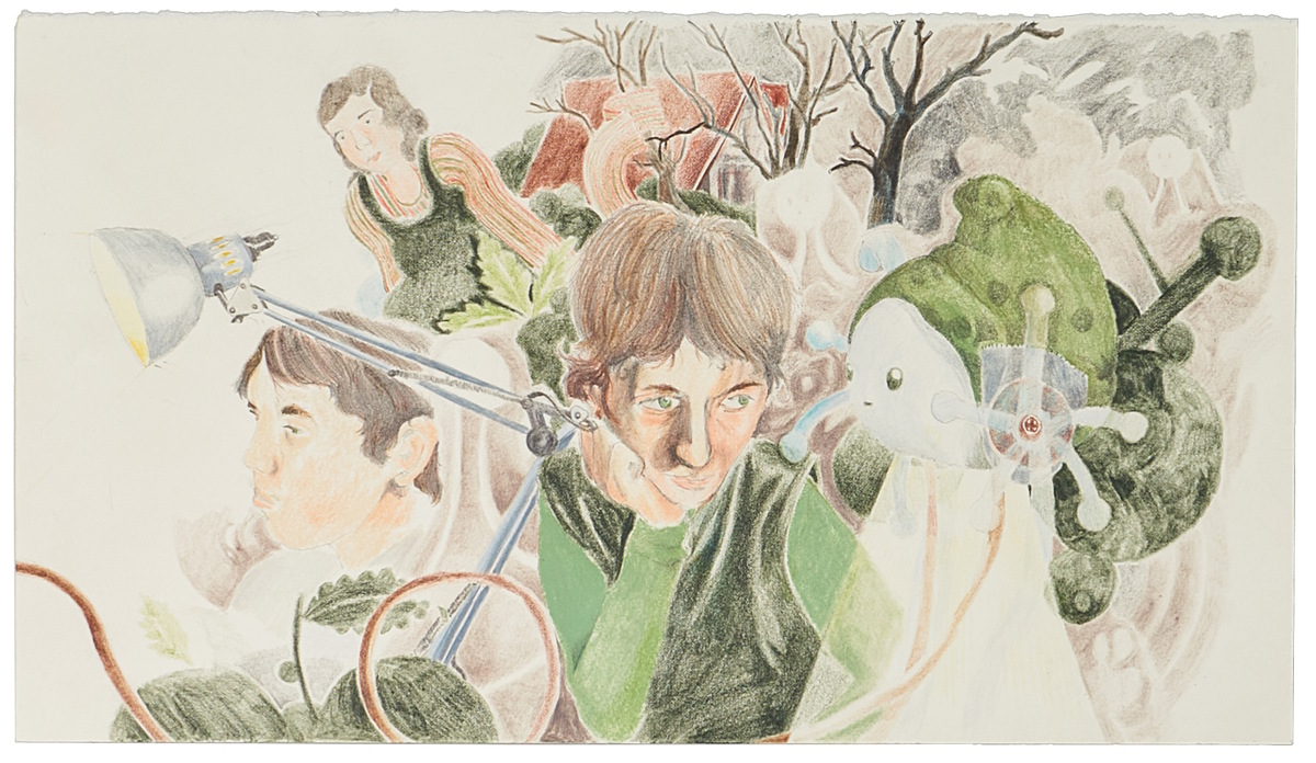 Francesco De Bernardi A resemblance, 2025 Matita grafite e matita colorata su carta, 27 x 48 cm Foto di Carlotta Tornaghi