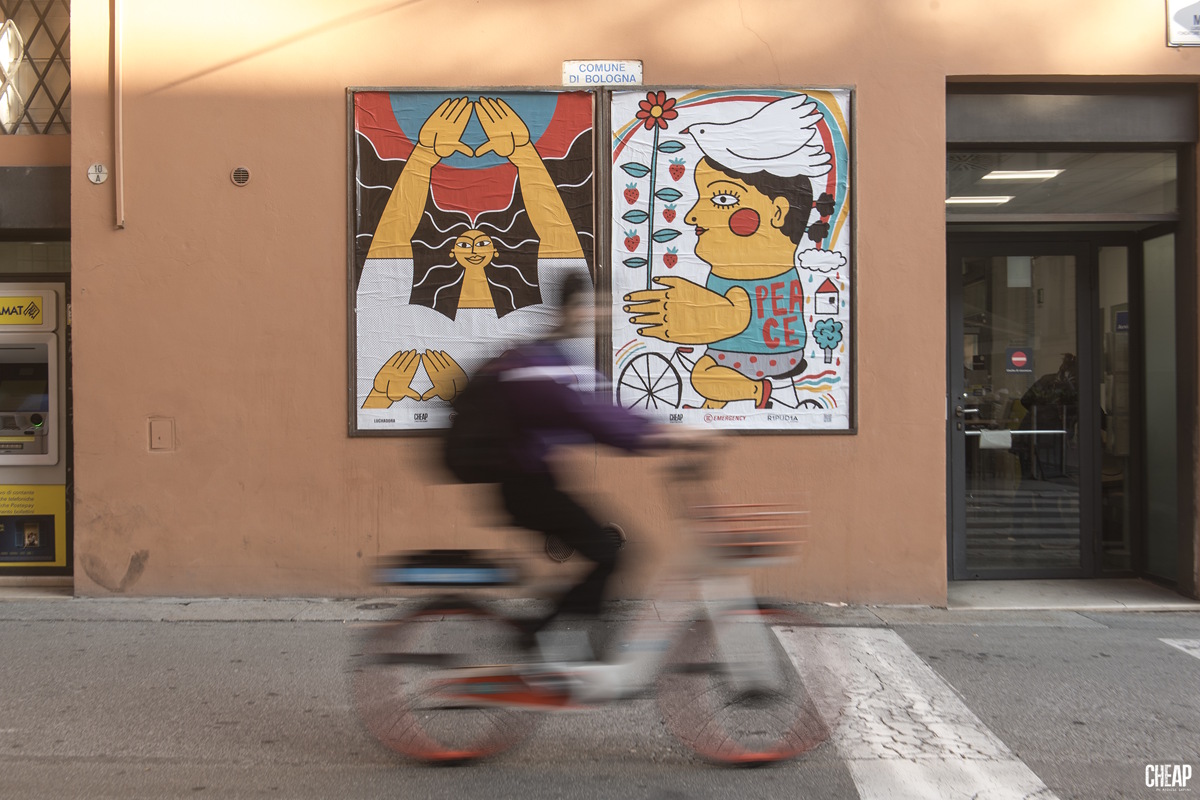 AFFISSIONE CONTRO LA GUERRA - CHEAP × EMERGENCY, Bologna