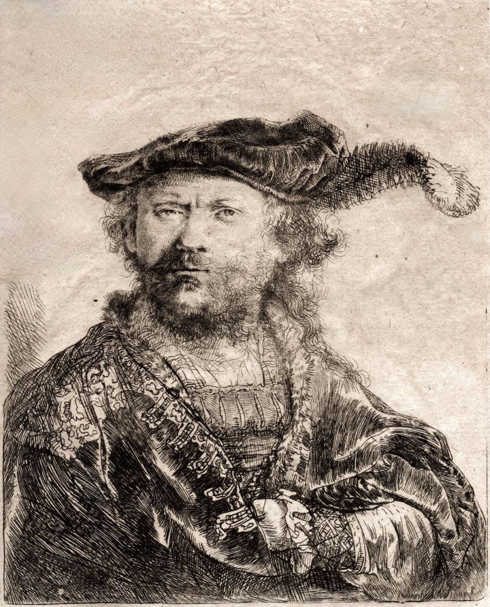 1638, Rembrandt, autoritratto con cappello di piume / Crediti foto Rete Museale Marche Nord