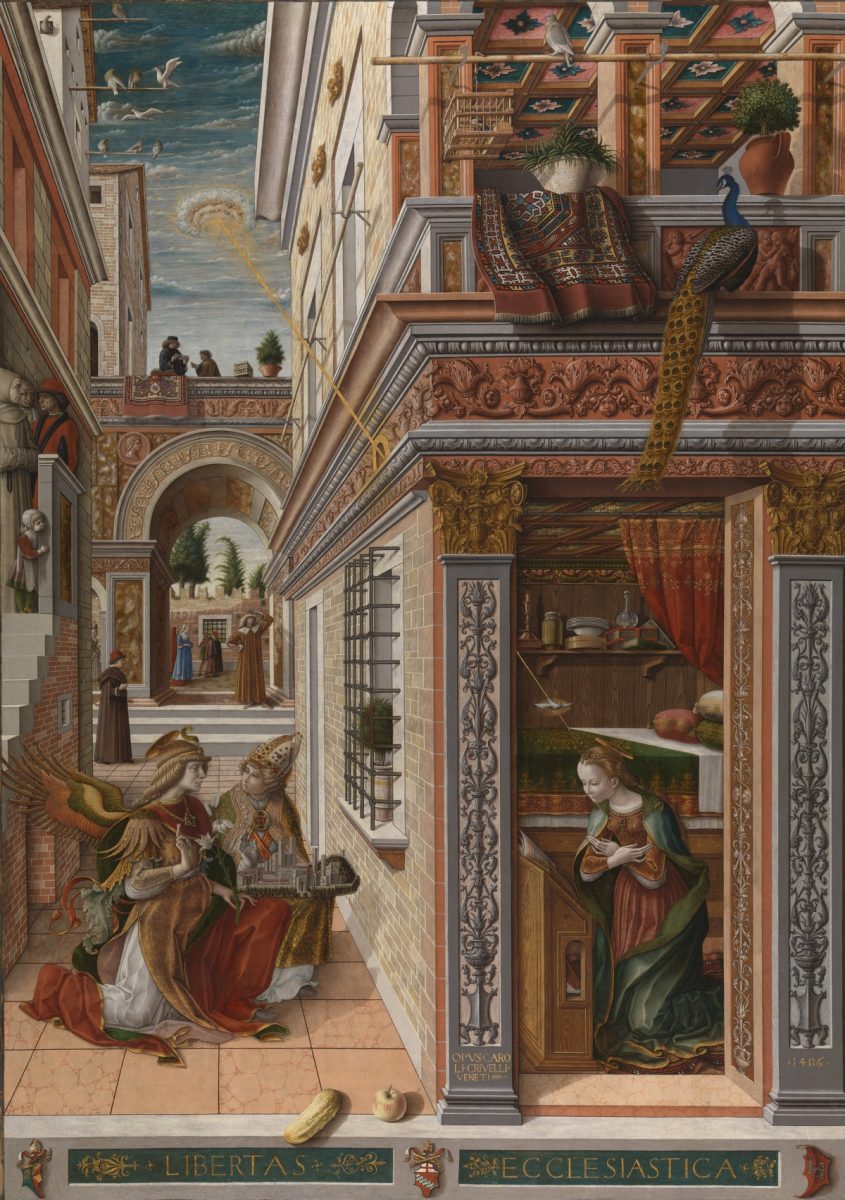 L'Annunciazione di Ascoli (o Annunciazione con Sant'Emidio)_Carlo Crivelli_1486. National Gallery di Londra
