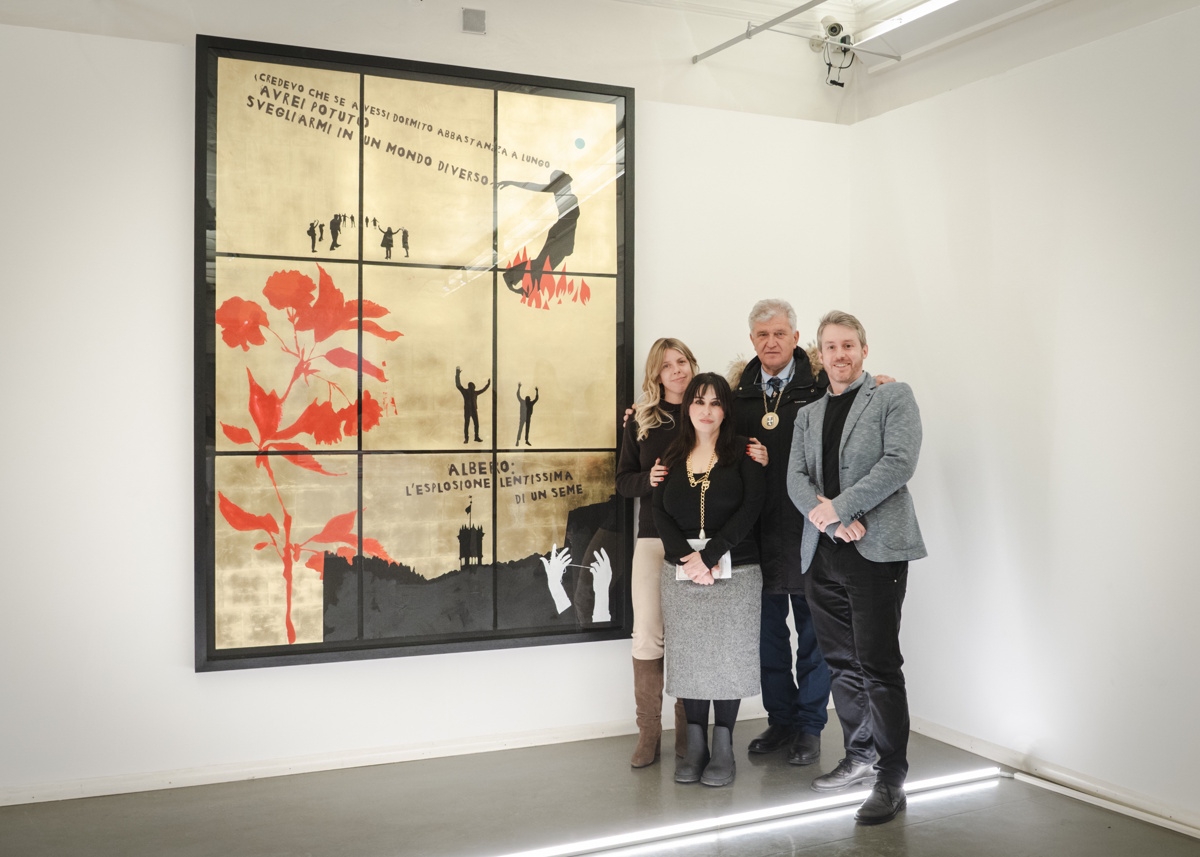 Marinella Senatore con Sindaco di Cavalese(Carlo Betta), Assessore alla cultura (Fulvio Vanzo) e Elsa Barbieri_ph Mazen Jannoun