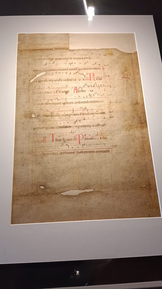 Mostra_Del 1200 scrittura del testo liturgico notazione musicale neumatica su rigo