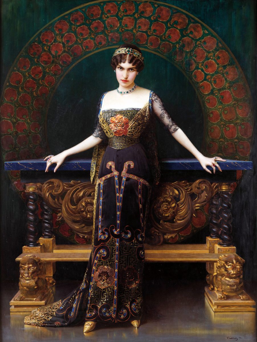 Vittorio Matteo Corcos, Ritratto della marchesa Edith Oliver Dusmet, 1911, olio su tela, 198 × 150 cm, Roma, Galleria Nazionale di Arte Antica - Palazzo Barberini