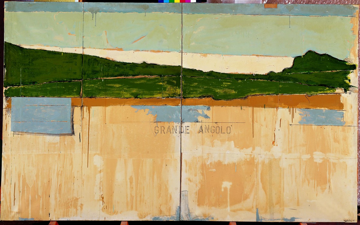 Opera di Mario Schifano degli anni Sessanta esposta nella retrospettiva al Palazzo Esposizioni Roma