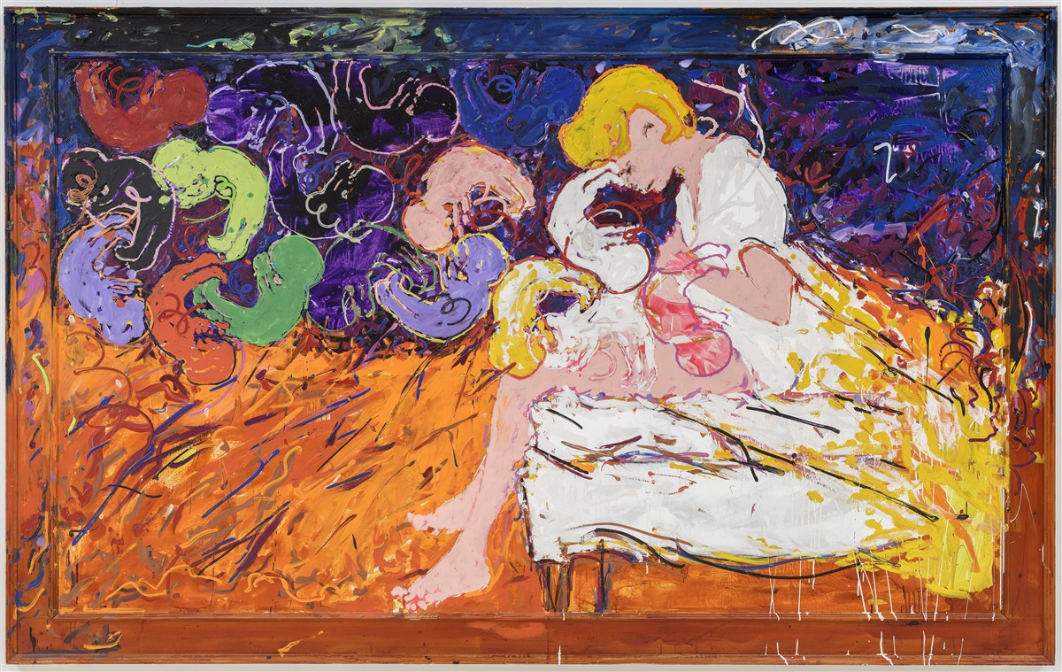 Opera degli anni Ottanta di Mario Schifano esposta nella retrospettiva al Palazzo Esposizioni Roma