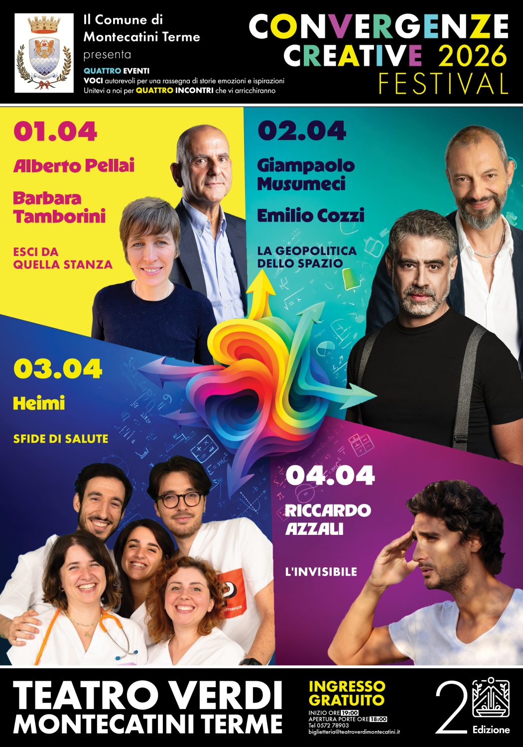 Locandina del festival Convergenze Creative 2026 al Teatro Verdi di Montecatini Terme