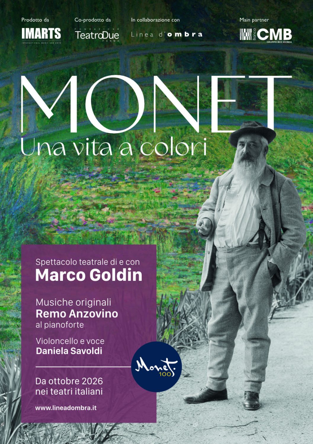 Locandina dello spettacolo teatrale Monet. Una vita a colori di Marco Goldin