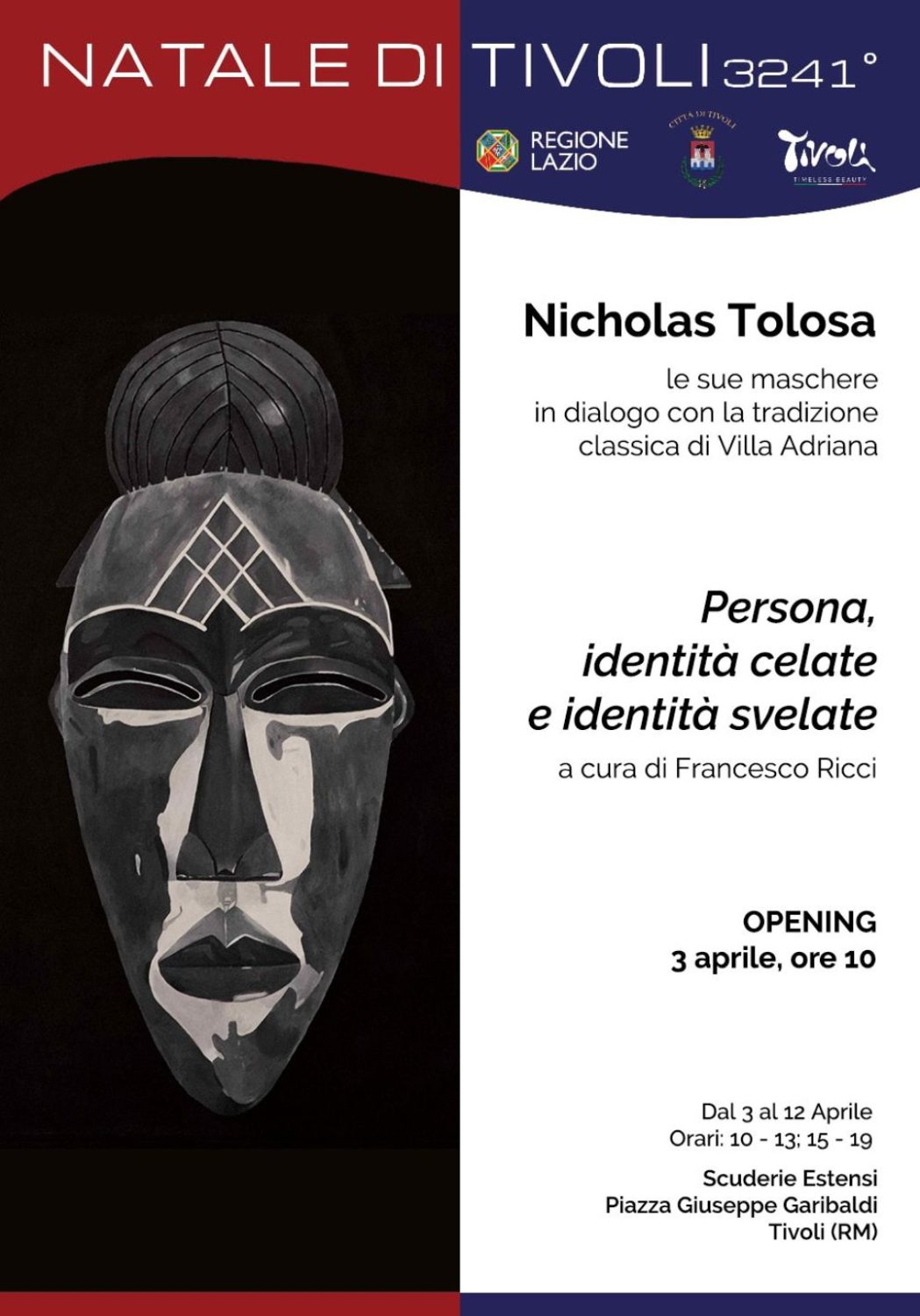 Locandina della mostra Persona, identità celate e identità svelate di Nicholas Tolosa a Tivoli